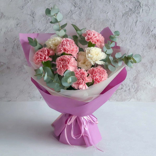 A Gentle Eternity in Pink and White Carnations