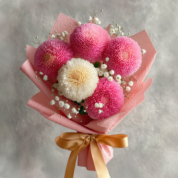 Soft Serenade — Ping Pong Chrysanthemums and Baby’s Breath Grace