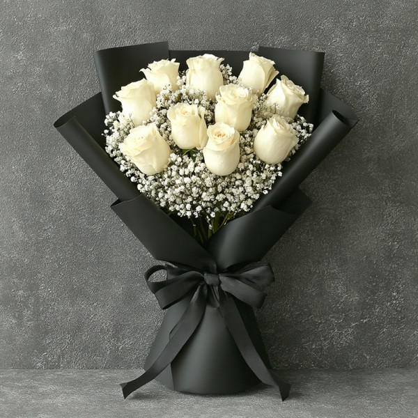 Whispers of White — White Roses Wrapped in Night